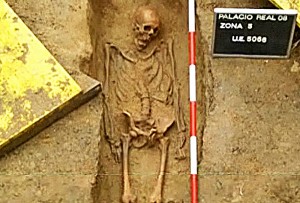 Los restos de Valentín recién hallados en el 2009. 